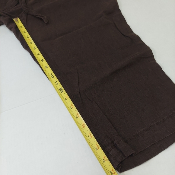 St Johns Bay Capris Linen Blend Capris Womens 14 Brown Drawstring Shorts - Picture 9 of 11